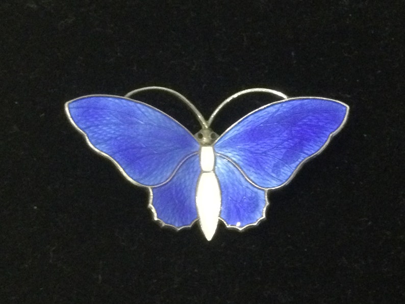 Aksel Holmsen Norway Enamel Blue Butterfly Brooch image 2