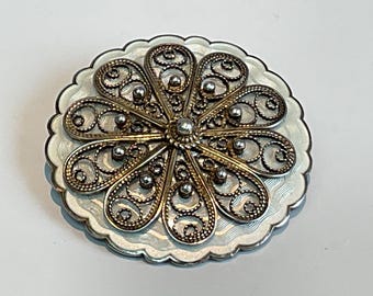 ヴィンテージ J TOSTRUP スターリングシルバー 925 とブルーエナメル