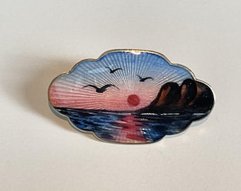 Vintage 60s David Andersen Norway Sterling Silver Blue Enamel