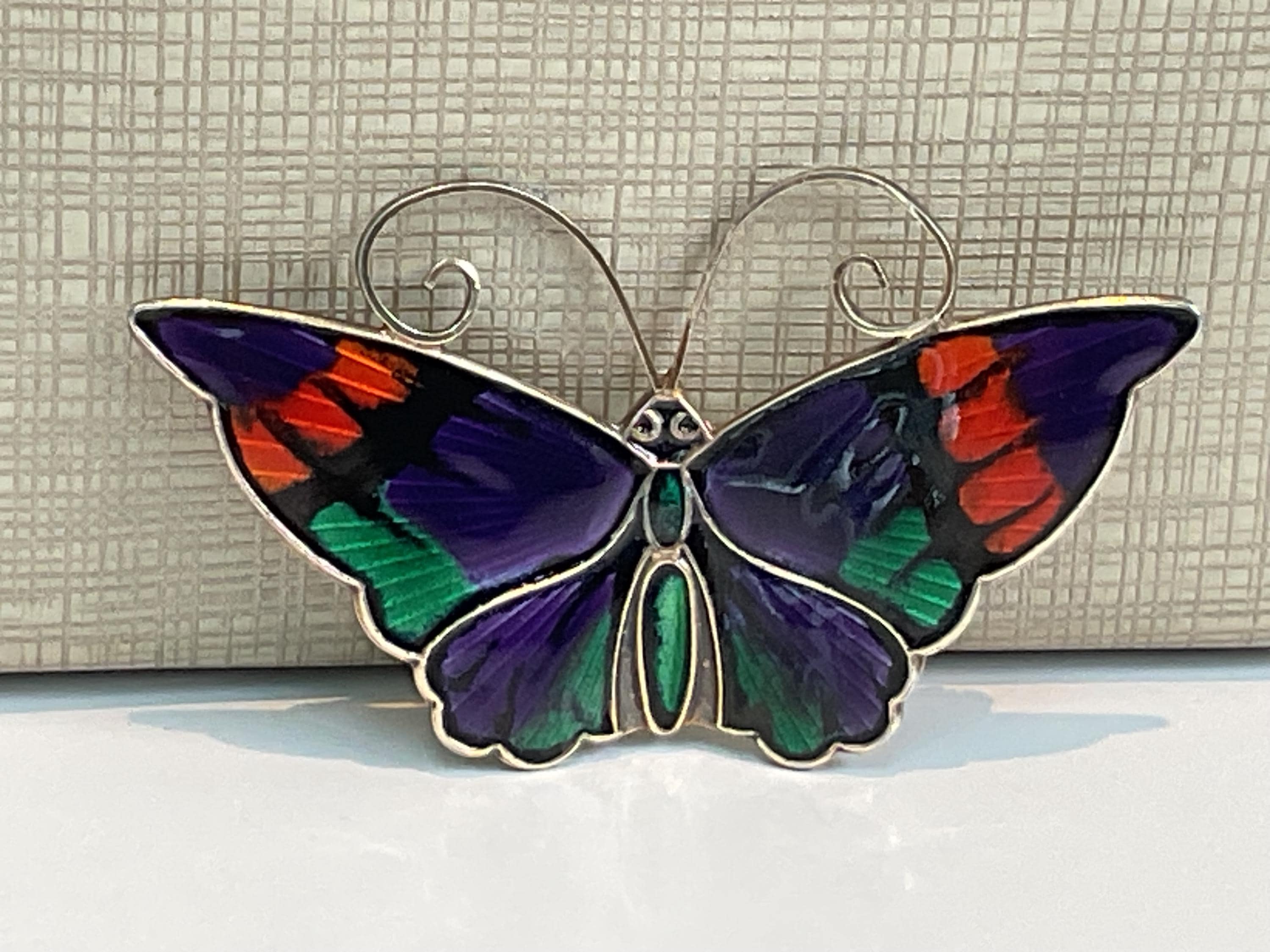 David Andersen Norway Enamel on Silver Large Red & Purple