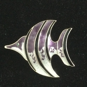 David Andersen Norway Purple Enamel on Silver Angel Fish Brooch