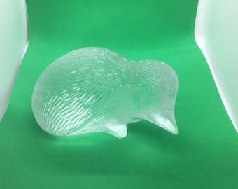 Lalique France Crystal Hedgehog Figure Signed Lalique France