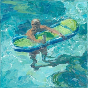 Impressionist Swimming Pool Art Print: Summer Fun Decor