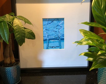 Tiny Prints-5"x7"-Portrait of a Pool Ladder, 3ft (Underwater)  wall art, pool art, gift for swimmer, swimming pool art, handmade, wall decor