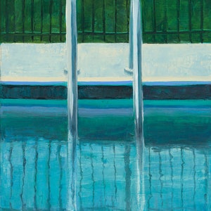 Swimming Pool Art Print: Contemporary Landscape, Aqua Decor