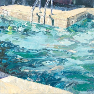 Swimming Pool Art Print: Impressionist Landscape Painting, Tempe Arizona