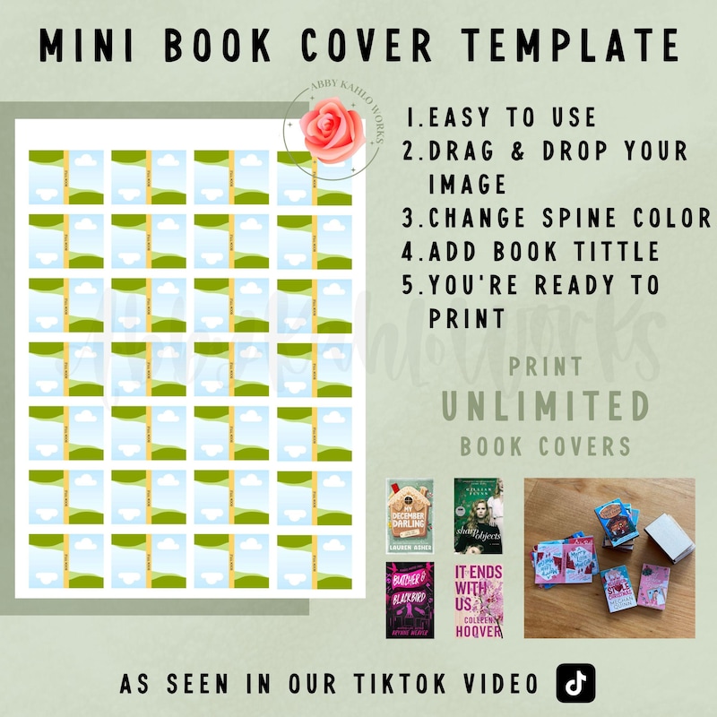 Mini Book Covers Template Etsy Mini Book Covers Template Etsy