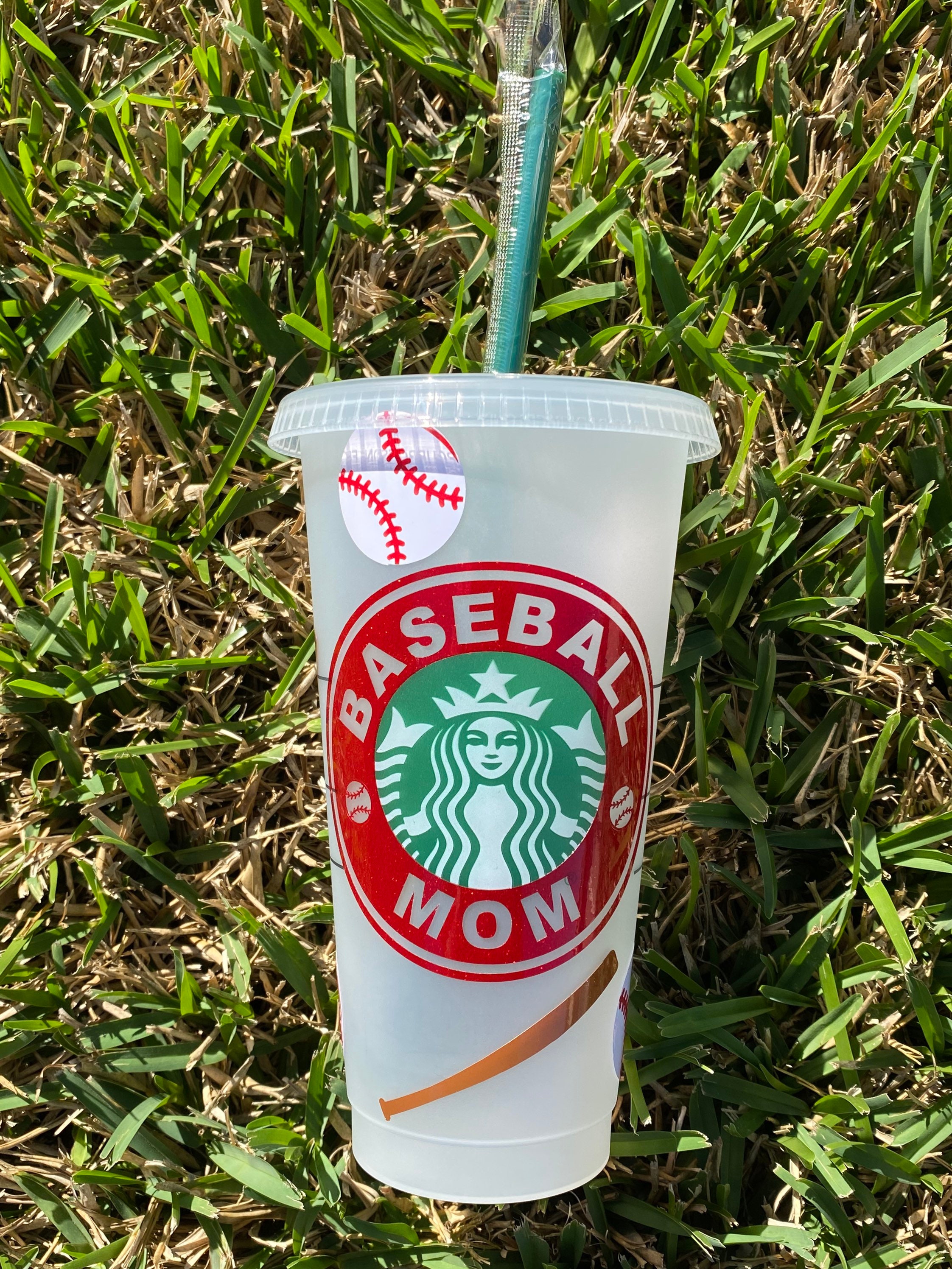 Baseball Mom Starbucks Cup Baseball Cup Reusable Starbucks Etsy