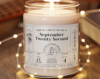 Birthdate Candle, Birth flower Gift, Astrology Gifts, Birthday Candle, Birth Month Candle, Libra Gifts, Zodiac Candle, Horoscope Candle