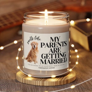 Personalized Dog Parents Getting Married Soy Nontoxic Candle | Custom Pet Photo Engagement Candle | She Said Yes Gift | Dog Mom & Dad Gift