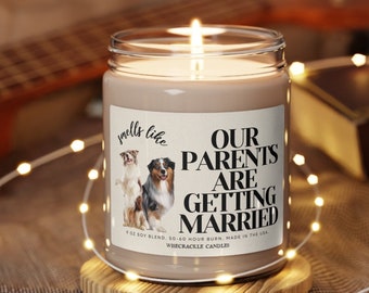Personalized Dog Parents Getting Married Soy Nontoxic Candle | Custom Pet Photo Engagement Candle | She Said Yes Gift | Dog Mom & Dad Gift
