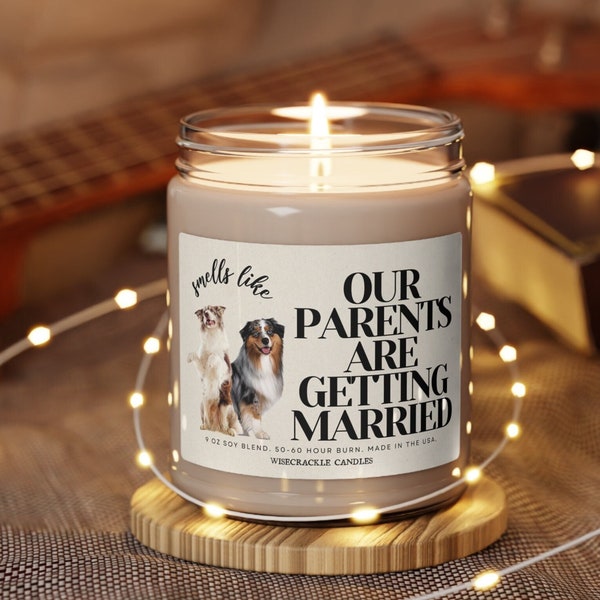 Personalized Dog Parents Getting Married Soy Nontoxic Candle | Custom Pet Photo Engagement Candle | She Said Yes Gift | Dog Mom & Dad Gift