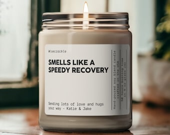 Personalized Speedy Recovery Candle Gift | Nontoxic Self Care and Post Surgery Care Gift | Cheer Up Gift To Sick Friend | Get Well Soon Gift
