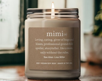 Personalized Mimi Mothers Day Gift | Soy Blend Candle | Grandmother Mothers Day Gift from Grandkids | Mimi Nana gift |  Great Grandma Gift