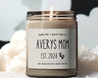Personlig present till mors dag för första gången | Present med sojaljus till förstagångsmamma | Giftfri present med ljustryck, present till mors dag, svärdotter
