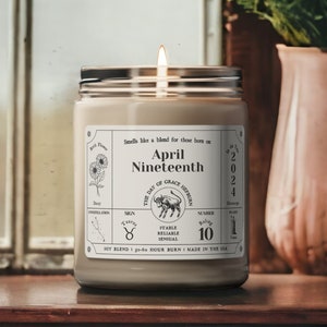 Presente de vela do zodíaco personalizado | Presente de vela de aniversário para melhor amiga Presentes de vela de touro | Velas de intenção não tóxicas | Vela do mês de nascimento