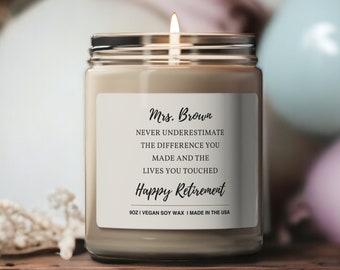 Presente personalizado de aposentadoria do professor | Aposentadoria principal da mistura de velas de soja | lembrancinha de festa masculina da apreciação do professor | Presente de despedida