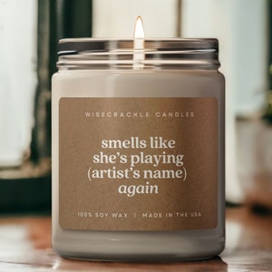 Personalized Music Lover Candle Gift, Smells Like She&#39;s, Funny Candles Bestie Gifts, Listening to Taylor, Tik Tok Viral Gift for Her