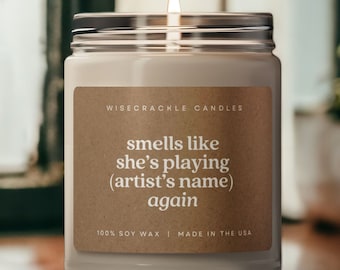 Personalized Music Lover Candle Gift, Smells Like She's, Funny Candles Bestie Gifts, Listening to Taylor, Tik Tok Viral Gift for Her