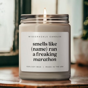 Personalized Marathon Candle Gift, First Marathon Gift, Half Marathon, NYC Marathon Runner, Funny Gift for Runners, Running Gifts