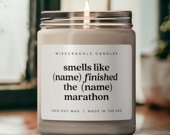 Personalisiertes Marathon-Kerzengeschenk, erster Läufer Geschenk, Halbmaraton, NYC Chicago Boston Marathon Runner, Geschenk für Läufer, Laufgeschenke