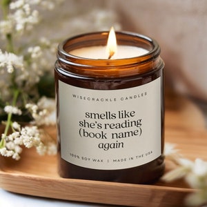 Personalized Book Lover Candle Gift | Book Club Presents | Literary, Fandom, Bookish Soy Candles | Old Bookshop, Library, Light Academia