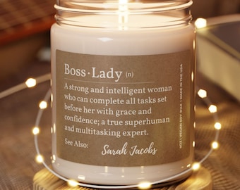 Candela Boss Lady personalizzata, regalo divertente per nuovi imprenditori, regalo per donne manager, regalo di compleanno per il suo imprenditore