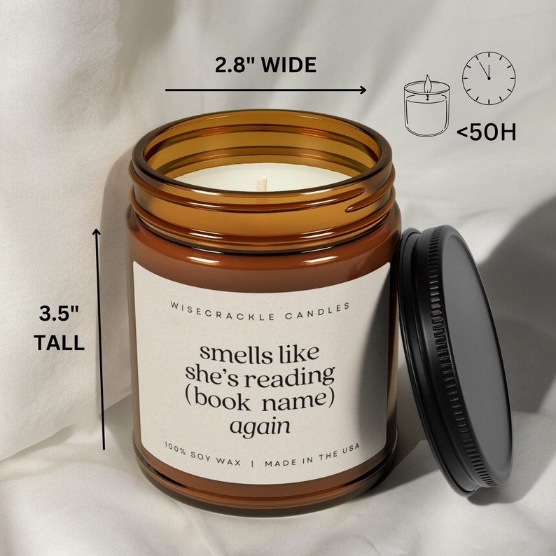 Personalized Book Lover Candle Gift | Book Club Presents | Literary, Fandom, Bookish Soy Candles | Old Bookshop, Library, Light Academia image 4