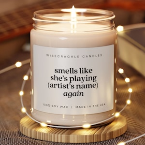 Personalized Music Lover Candle Gift, Smells Like She&#39;s, Funny Candles Bestie Gifts, Listening to Taylor, Tik Tok Viral Gift for Her