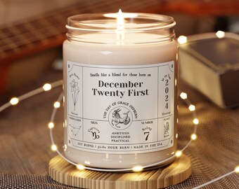 Birthdate Candle, Birth flower Gift, Astrology Gifts, Birthday Candle, Birth Month Candle, Capricorn gift, Zodiac Candle, Horoscope Candle