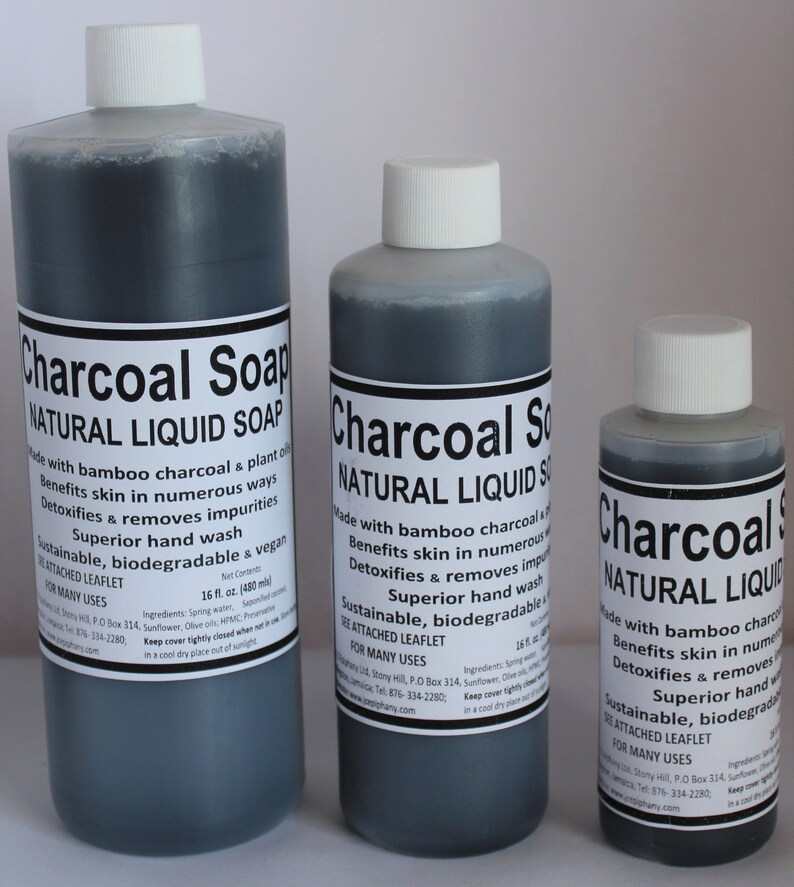 Activated Charcoal Liquid Soap/ Unscented Charcoal Soap / Tea Tree Oil