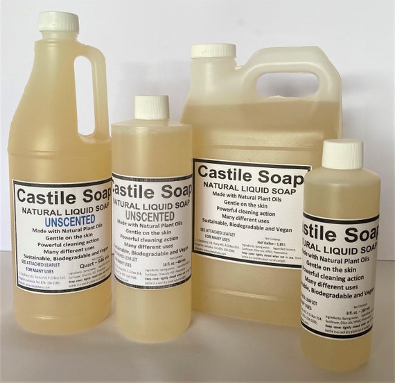 Castile Liquid Soap, Natural Soap Base, Concentrated Cleaner, Castile  Shampoo, Bodywash, Essential Oil Peppermint Lavender Lemongrass Soap 