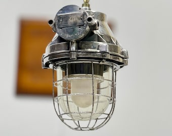 Vintage Aluminum Casting Loft Factory Lamp FLP Nautical Industrial Ceiling Electric Light