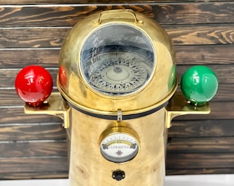 Big Size Original Saura Keiki Seisakusho Magnetic Binnacle Compass with Clinometer Marine Instrument - Made in Japan
