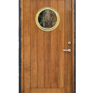 Ship Salvage Maritime Vintage Ship Wooden Door with Brass Porthole Hatch