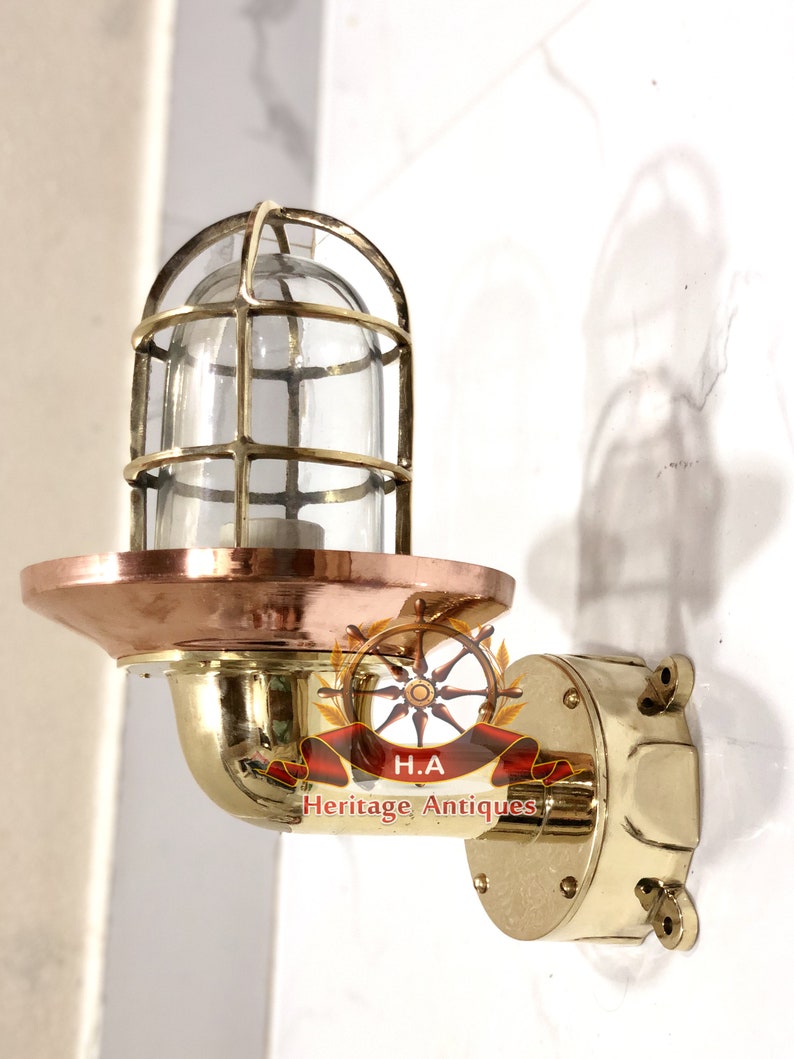 Large Nautical Swan Neck 90 Degree Passage Wall Light Extra Shade Junction Box