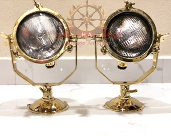 Maritime Antiques Boat Ship Mini Spot/Search Light With Stand Lot of 2 - Christmas Offers