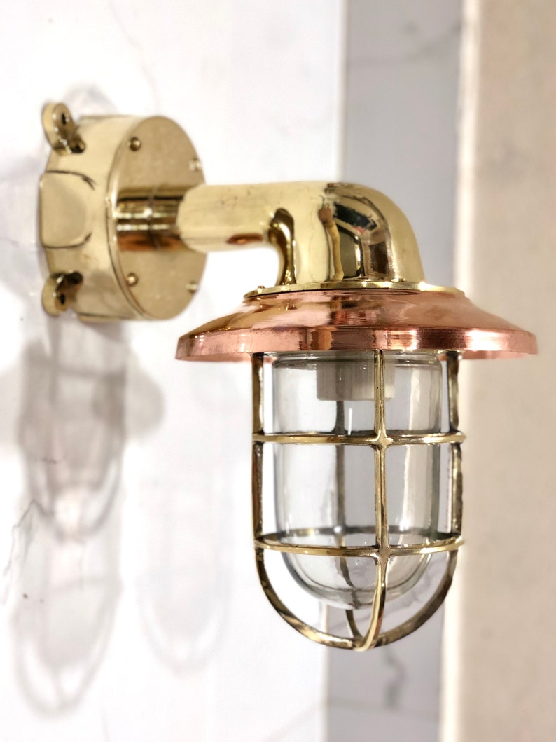 Large Nautical Swan Neck 90 Degree Passage Wall Light Extra Shade Junction Box