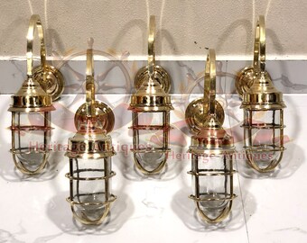 Nautical Arched Swan Neck Exterior Antique Galvanized Wall Decoration Light Set of 5