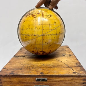 Maritime Navigational Mid Century Russian Star Celestial Ship Globe in Original Wooden Case Made in USSR image 3