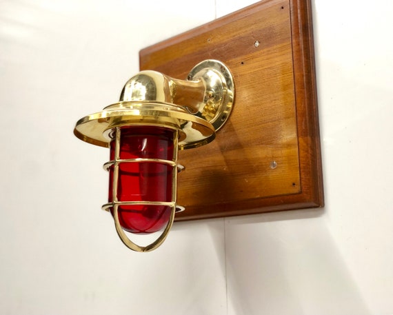Replica Maritime Antiques Ship Brass Wall Mount Light Fixture Red