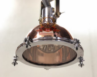 Nautical Marine dome shape Cargo Smooth Copper Brass & Aluminum Hanging Pendant Light - Lot of 2