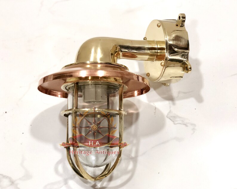 Large Nautical Swan Neck 90 Degree Passage Wall Light Extra Shade Junction Box