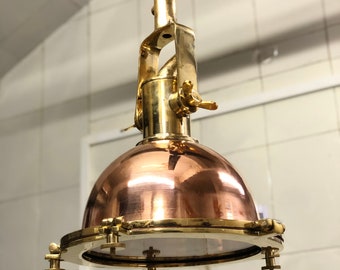 Nautical Marine Cargo Smooth Copper & Brass Ceiling Pendant Light