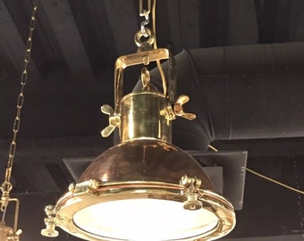 Replica Nautical Marine Smooth Copper & Brass Ceiling Pendant Mount Light