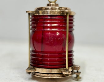 Reclaim Ship Vintage Maritime Ceiling Hanging Nautical Perko Electric Lamp Fixture - Red