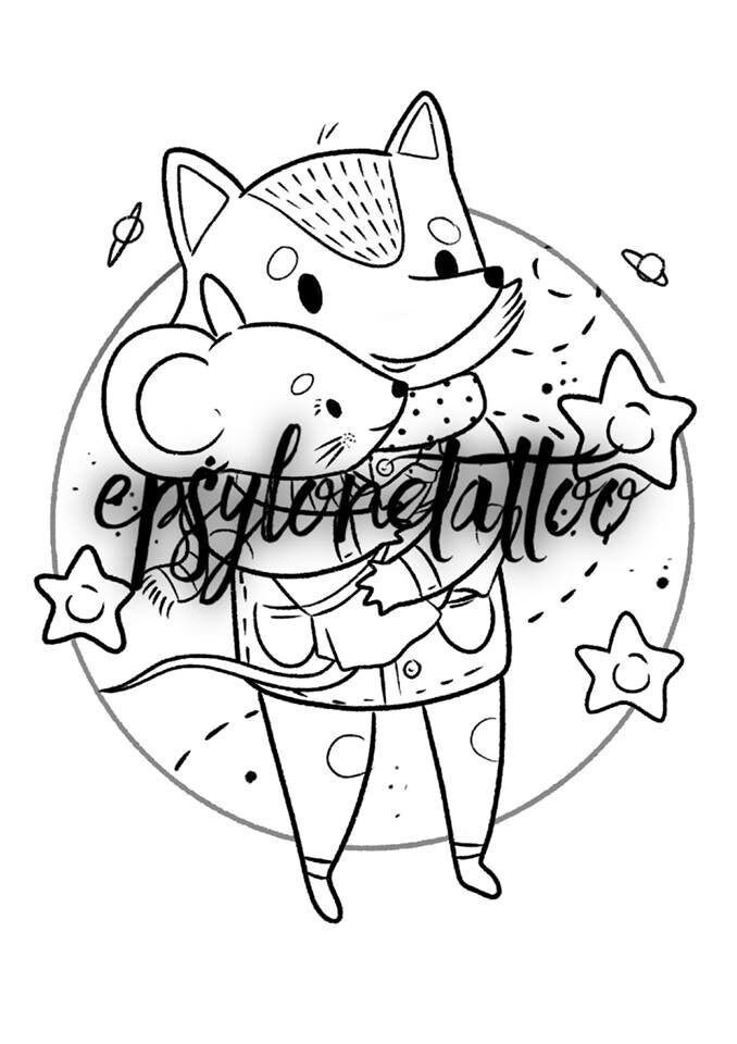 Coloring fox and her friend 1 single board | Etsy