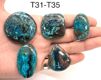 Kaboszon Shattuckite • Kod T31-T35 • Jakość AAA • Naturalne kaboszony Shattuckite •