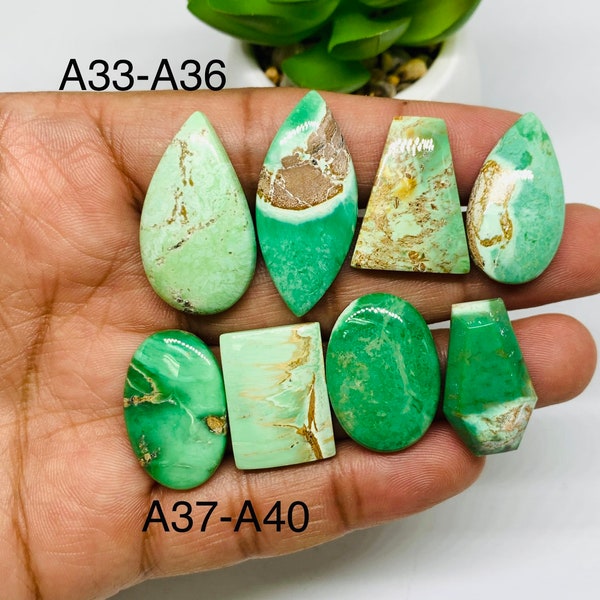 Variscite Cabochon • Code A33- A40 • AAA Quality • Natural Variscite Cabs • Variscite Pendant • Perfect for Jewelry Making