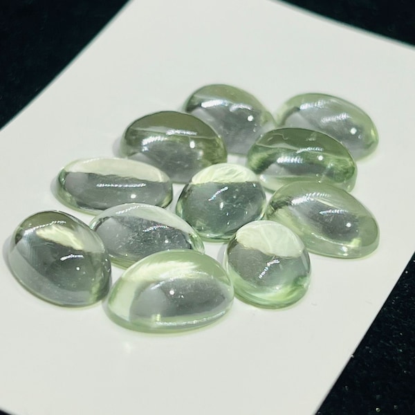 12X16MM Prasiolite Oval Cabs - Pack of 2 Pcs - AAA Quality - Natural  color -  Natural Prasiolite Stone- Green Amethyst loose stone